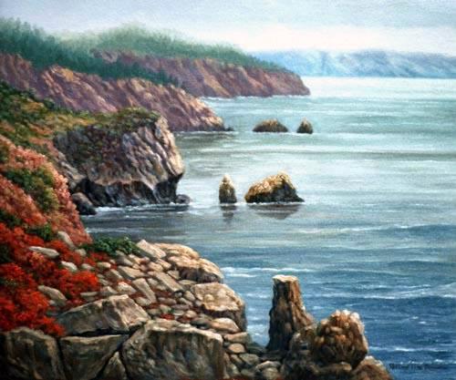 Oil painting of Big Sur Coast.