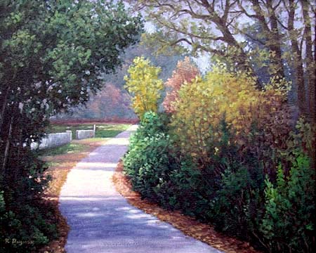 Oil painting of a country road.