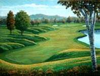 Oil painting of golf course.
