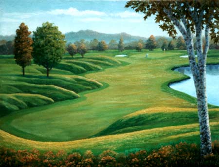 Oil painting / golf green.