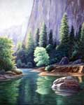 Oil painting of Merced River.