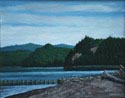 Oil painting of Columbia River.