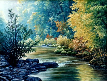 Oil painting-San Lorenzo River.