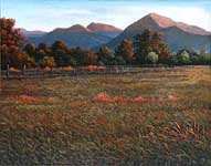 Oil painting of Sierra foothills meadow.