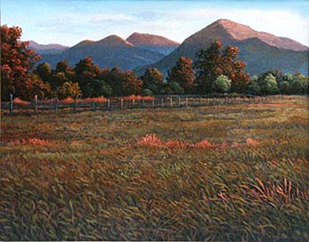 Oil painting of a Sierra foothills meadow.
