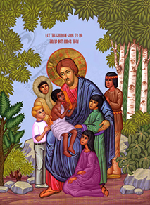Icon of Christ with children.