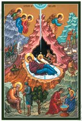 Icon of many-figures Nativity