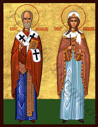 Icon of Saint Nicholas the wonderworker and Saint Barbara